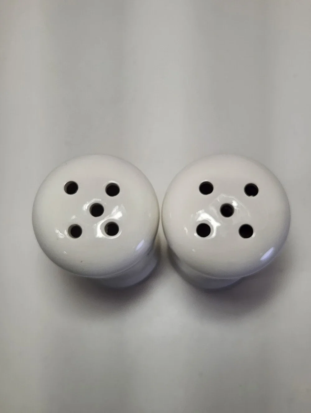 White Ceramic No. 04 Cheese Shakers Set of 2, Perforated Tops With Stoppers